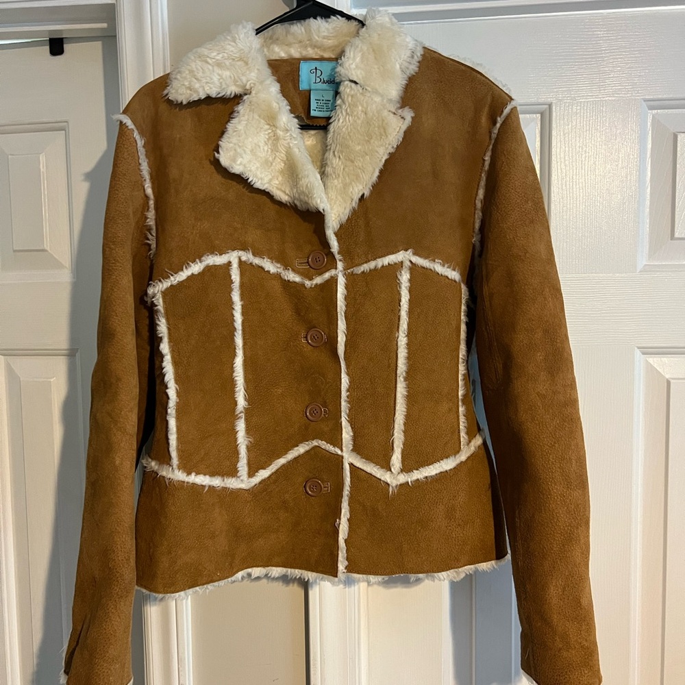 Brown Suede Jacket with Cream Accents